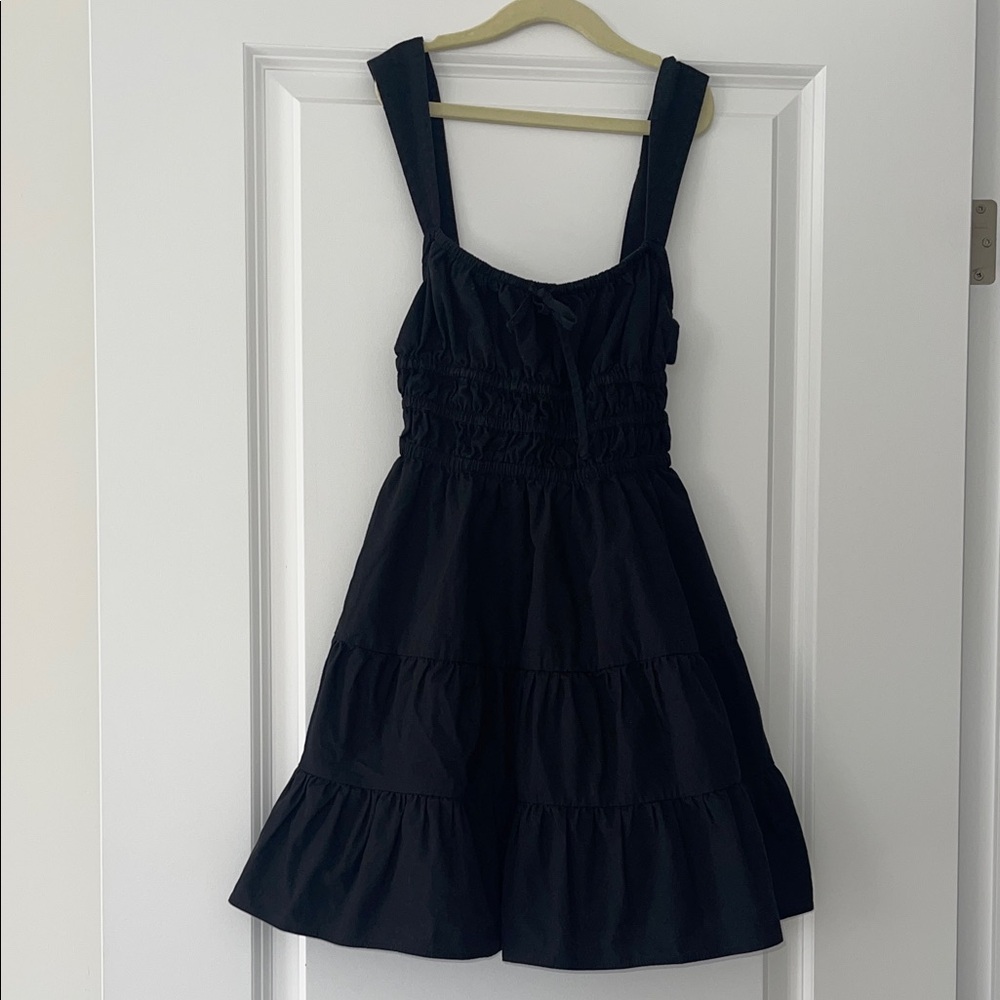 Aritzia Sunday Black Poplin Dress XXS